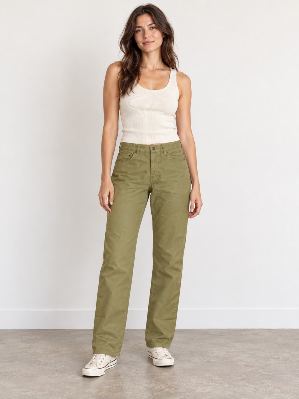 LEVIS Middy Straight Leg Jeans Olive Green Size 30 NEW
